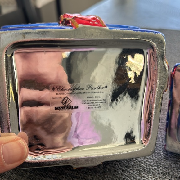 Rare Christopher Radko Glass Stack Of Christmas Presents Candy Dish/Trinket Box - Picture 6 of 6